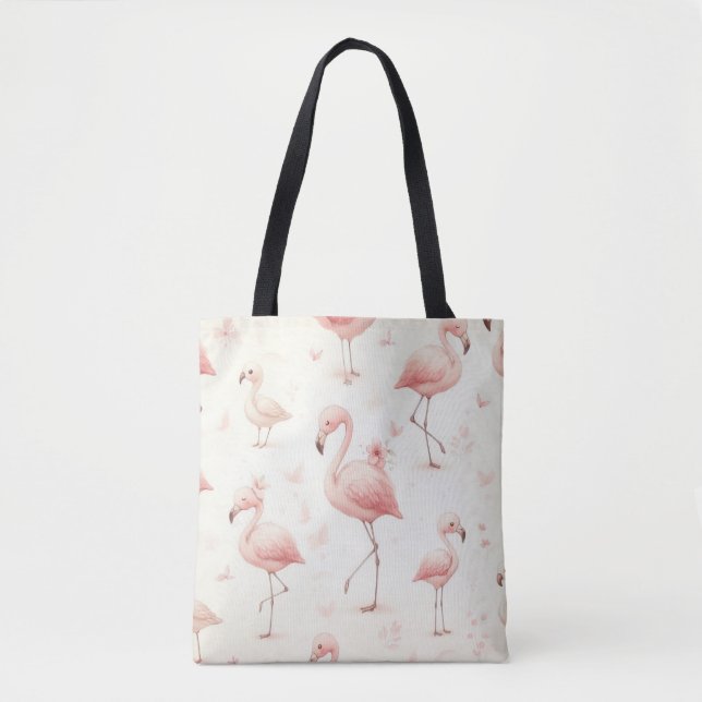 Cutest Flamingo Flock Tote Bag (Front)