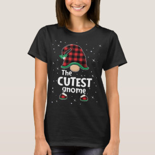 Cutest Gnome Buffalo Plaid Matching Christmas Paja T-Shirt
