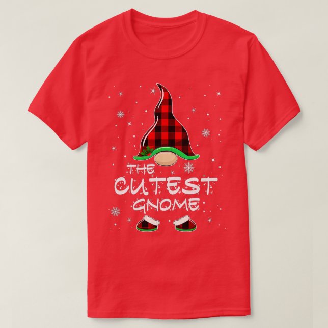 Cutest Gnome Buffalo Plaid Matching Family Christm T-Shirt (Design Front)