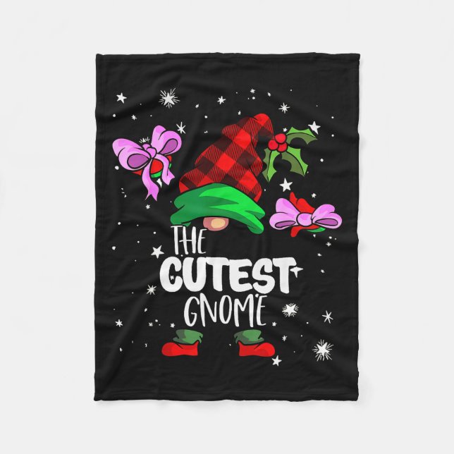 Cutest Gnome Red Buffalo Plaid Matching Family Chr Fleece Blanket (Front)