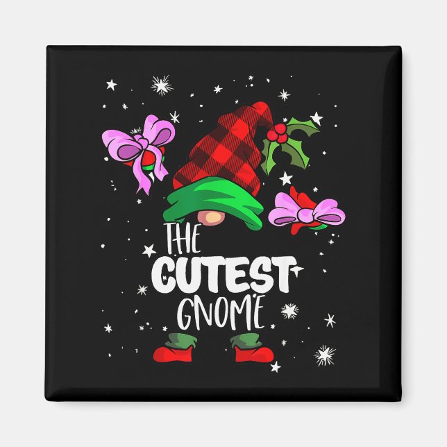 Cutest Gnome Red Buffalo Plaid Matching Family Chr Magnet (Front)