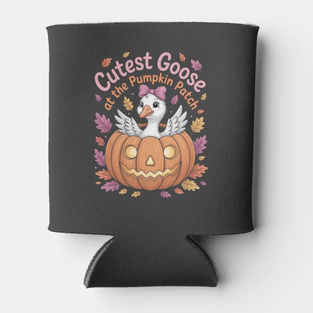 Cutest Goose at the Pumpkin Patch Thanksgiving   Can Cooler (Front)