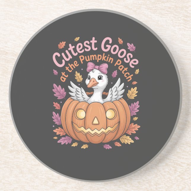 Cutest Goose at the Pumpkin Patch Thanksgiving   Coaster (Front)