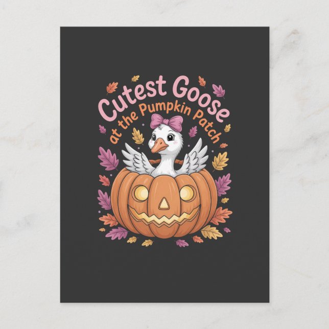 Cutest Goose at the Pumpkin Patch Thanksgiving   Invitation Postcard (Front)