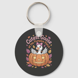 Cutest Goose at the Pumpkin Patch Thanksgiving   Key Ring