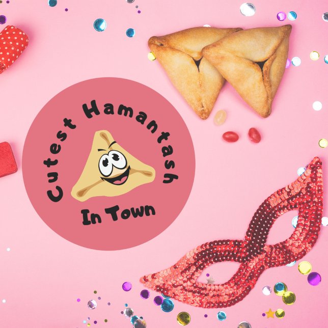 Cutest Hamantash In Town Hamantaschen Purim  Classic Round Sticker (Creator Uploaded)