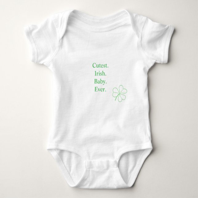 Cutest Irish Baby Ever Green Lucky Shamrock Baby Bodysuit (Front)