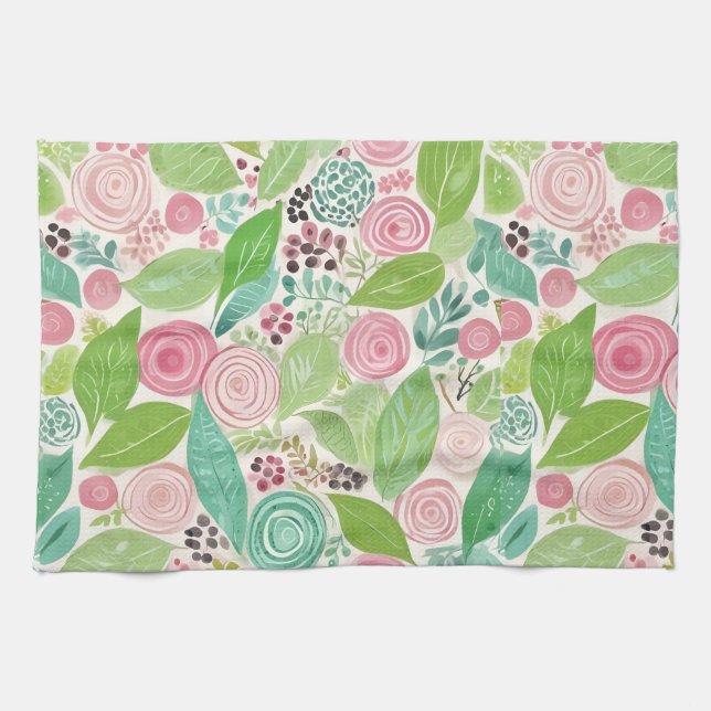 Cutest kitchen towel whimsical watercolors  (Horizontal)