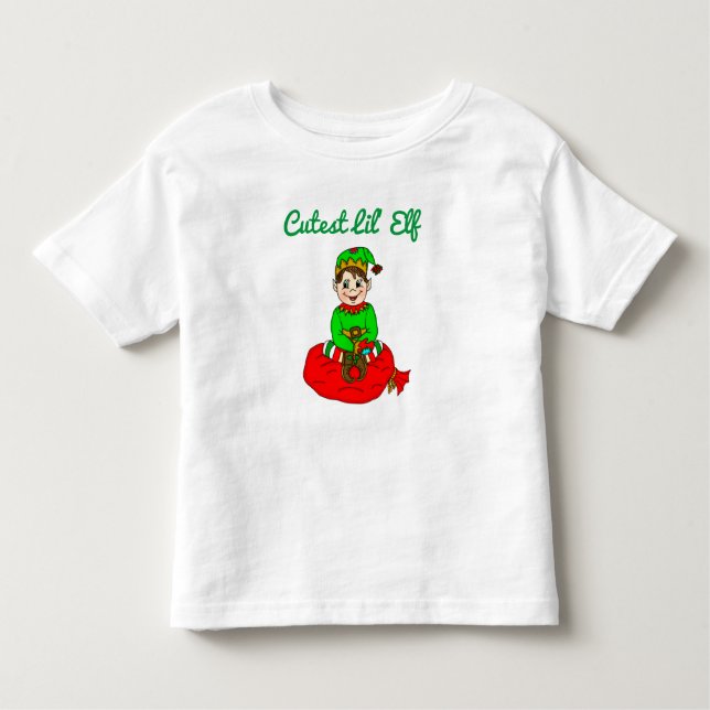 Cutest Lil Elf Christmas Toddler T-Shirt (Front)