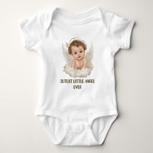 Cutest little Angel ever add text girl Baby Bodysuit (Front)