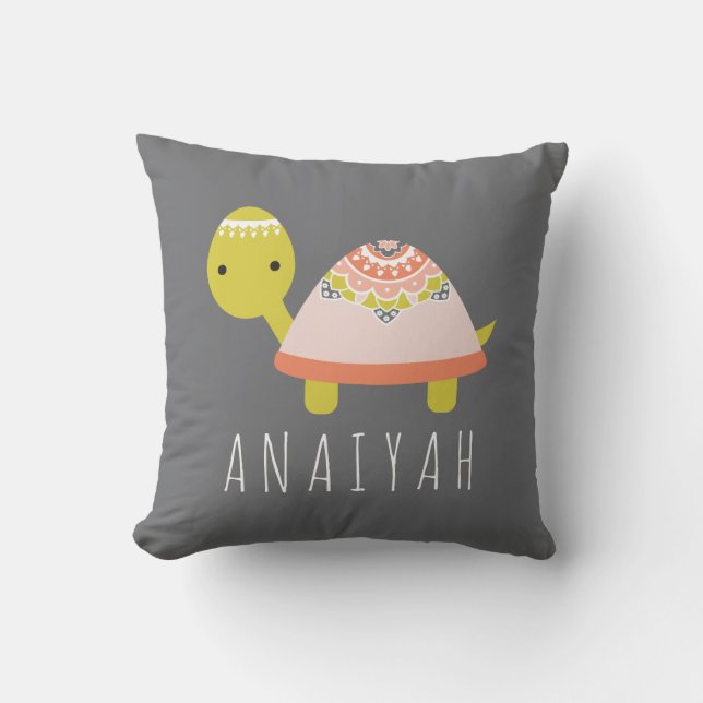 Cutest Little Boho Turtle Name Modern Cushion (Front)