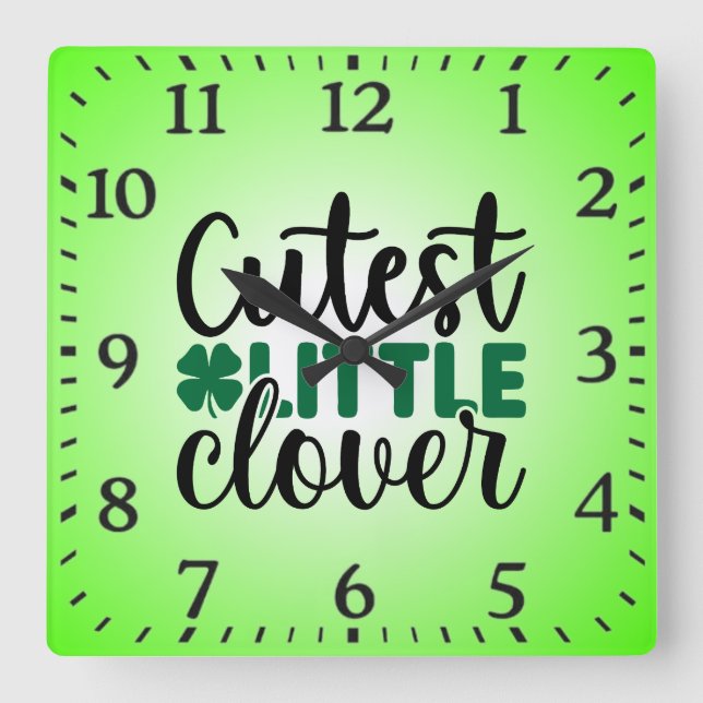 Cutest Little Clover Charm-60277 Square Wall Clock (Front)