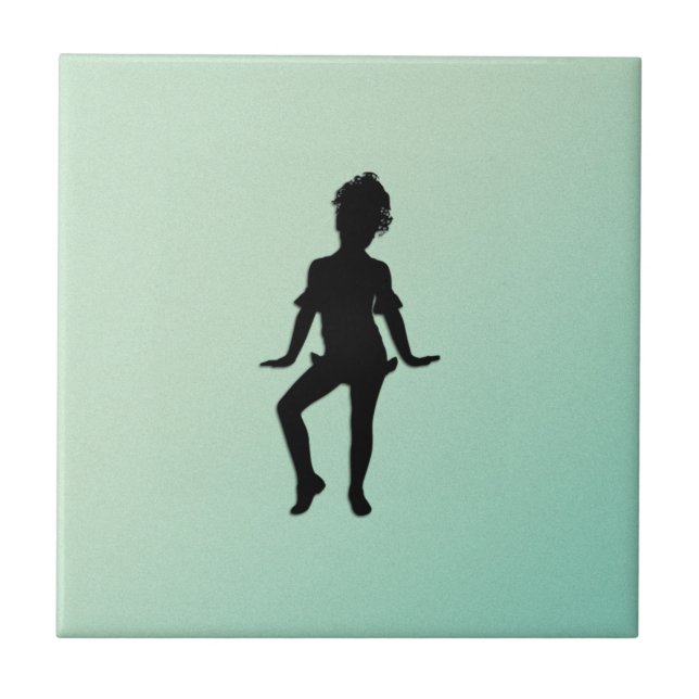 Cutest Little Dancer Green  Ceramic Tile (Front)