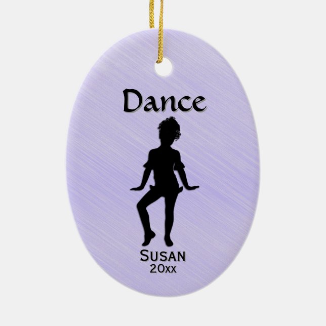 Cutest Little Dancer Lavender Name / Date Ceramic Ornament (Back)