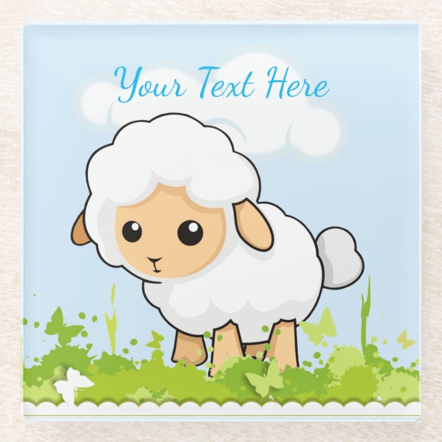 Cutest Little Lamb Glass Coaster (Front)