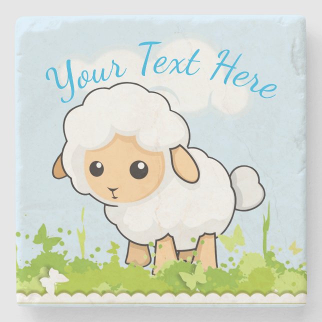 Cutest Little Lamb Stone Coaster (Front)