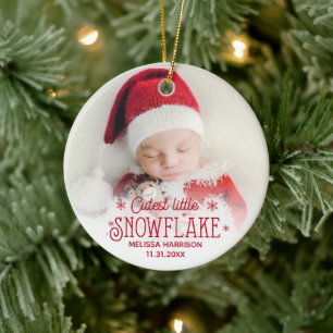Cutest little snowflake baby first christmas ceram ceramic ornament