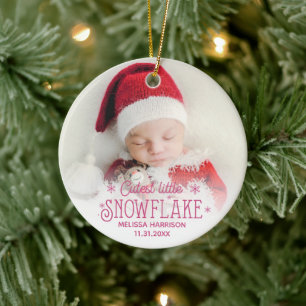 Cutest little snowflake baby first christmas ceramic ornament