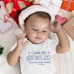 Cutest little snowflake baby's first christmas baby bodysuit<br><div class="desc">Celebrate your baby's first Christmas with this lovely baby bodysuit for your newborn baby boy featuring the wording "Cutest little snowflake" in dark blue modern fonts decorated with little snowflakes. Easily customisable by editing the template fields to add your baby's name and date of birth; enter the design tool to...</div>