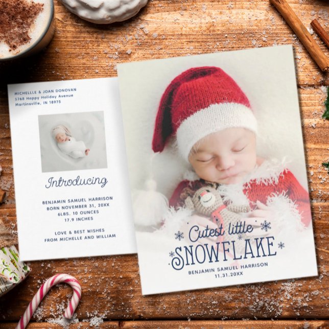 Cutest little snowflake photo birth announcement (Creator Uploaded)