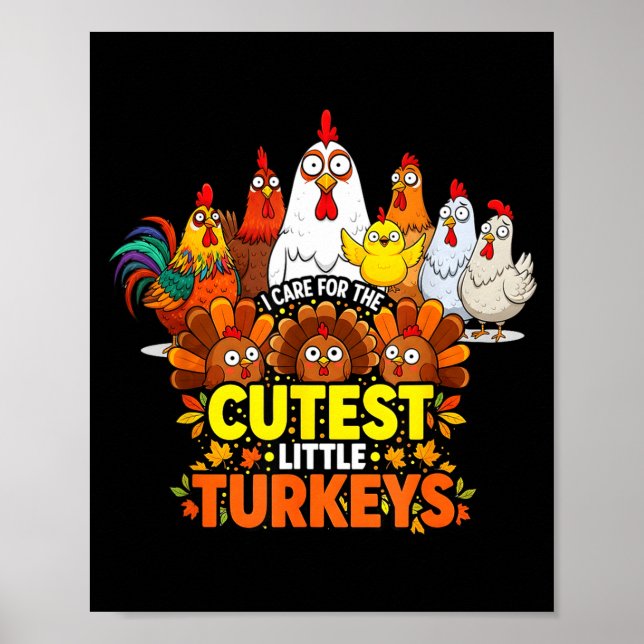 Cutest Little Turkeys Funny Thanksgiving Teacher D Poster (Front)