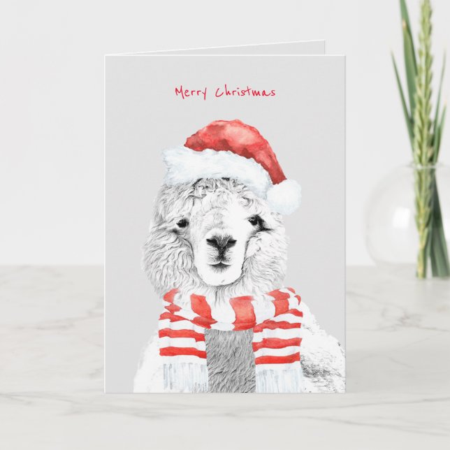 Cutest Llama Ever Minimalist Christmas Card (Front)