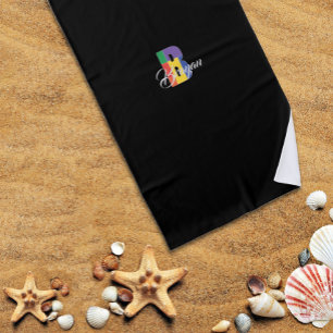 Cutest luxury colourful initial B name black Beach Towel