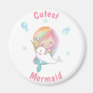 Cutest mermaid magnet Little mermaid and narwhal