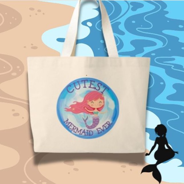 Cutest Mermaid  school Tote Bag (Magical Mermaid Birthday Gifts for Your Little Girl)