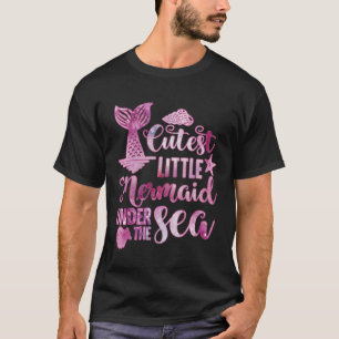 Cutest Mermaid Sea Girls Kids Black Pink Galaxy T-Shirt