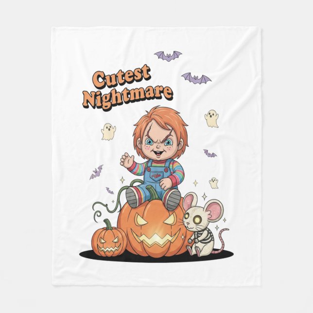Cutest Nightmare Chucky Halloween Fleece Blanket (Front)