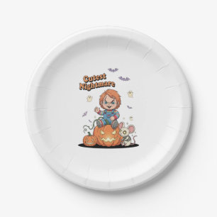 Cutest Nightmare Chucky Halloween Paper Plate