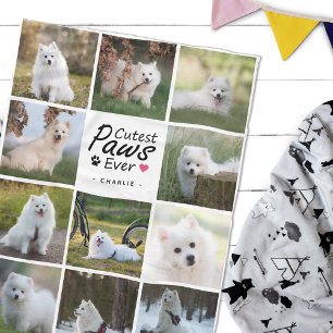 Cutest Paws Ever Modern Family Dog Photo Collage Fleece Blanket