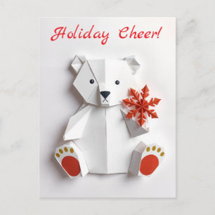 Cutest polar bear origami look Holiday Season Postcard