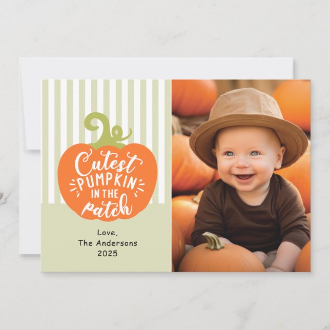 Cutest Pumpkin Fall Photo Card (Front)