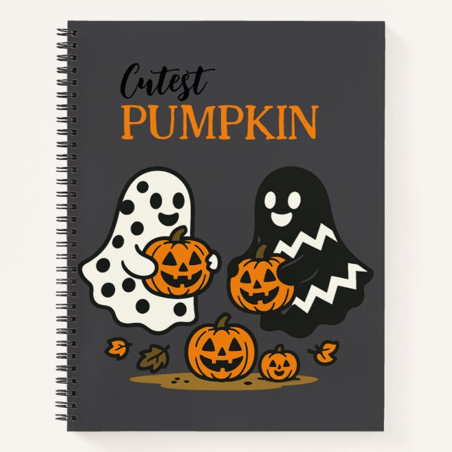 Cutest Pumpkin Ghosts - Grey Spiral Notebook (Front)