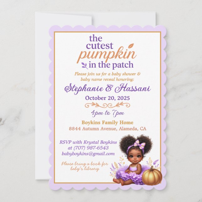 Cutest Pumpkin in the Patch Baby Shower Invitation (Front)