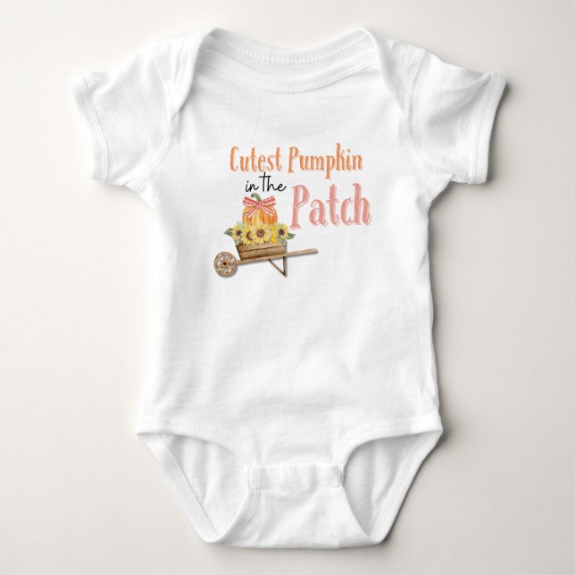 Cutest Pumpkin in the Patch, Girl's T-Shirt Baby Bodysuit (Front)