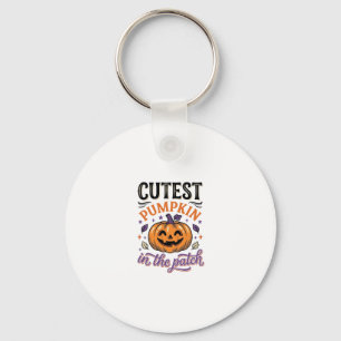 Cutest Pumpkin In The Patch Halloween Shirt Design Key Ring