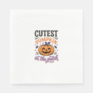 Cutest Pumpkin In The Patch Halloween Shirt Design Napkin