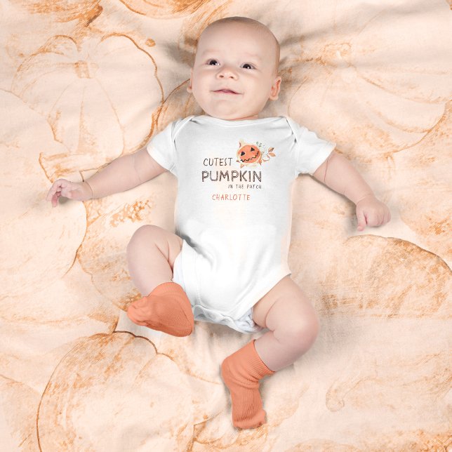 🎃Cutest Pumpkin in the Patch Handdrawn Halloween  Baby Bodysuit (Cutest Pumpkin in the Patch Handdrawn Halloween Baby Bodysuit ©Susanne Sachers - Sunny Mind Design)