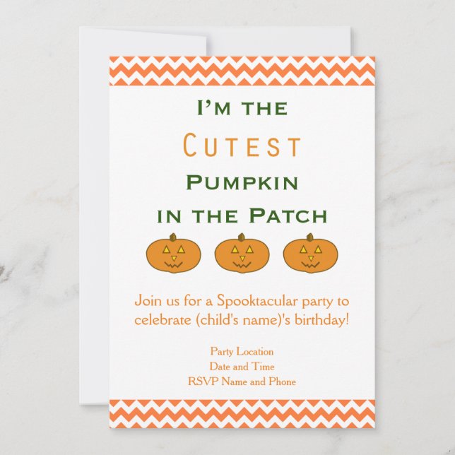 Cutest Pumpkin Patch October Pumpkins Birthday Invitation (Front)