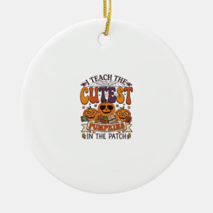 Cutest Pumpkins Halloween Teacher Glasses Books_1 Ceramic Ornament