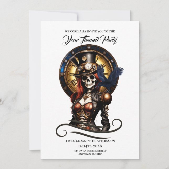 Cutest Steampunk Skeleton  Invitation (Front)