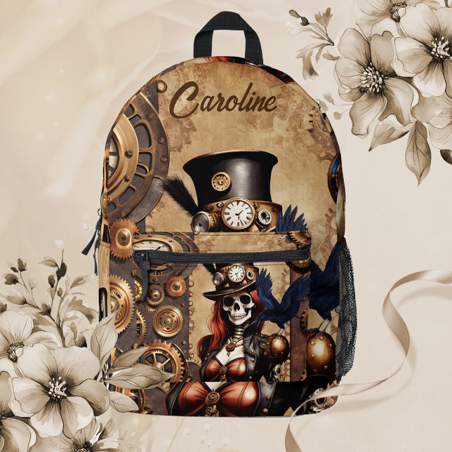 Cutest Steampunk Skeleton Printed Backpack (Steampunk women)