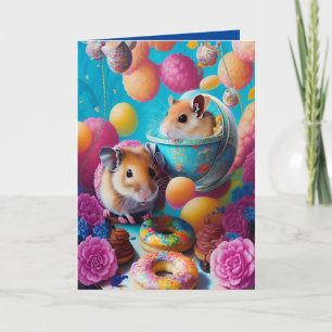 Cutest Syrian Hamster Tea Party with Doughnuts ANY Card