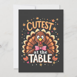 Cutest Turkey at the Table Funny Thanksgiving  Invitation
