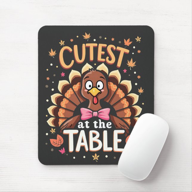 Cutest Turkey at the Table Funny Thanksgiving  Mouse Pad (With Mouse)