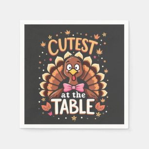 Cutest Turkey at the Table Funny Thanksgiving Napkin