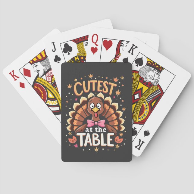 Cutest Turkey at the Table Funny Thanksgiving  Playing Cards (Back)